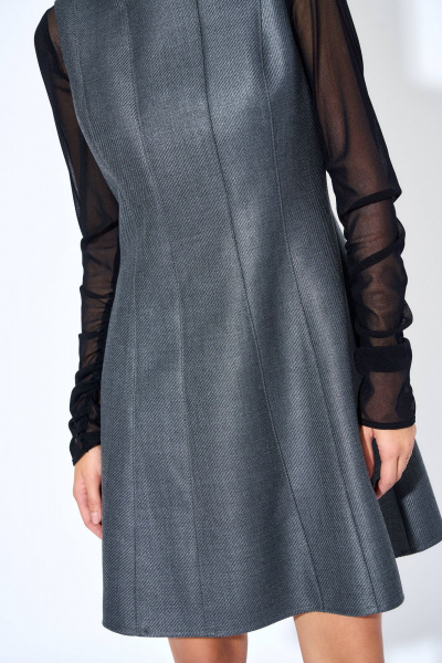 Круглогоднее серое платье из костюмной ткани AG Green G500/1 - фото 5