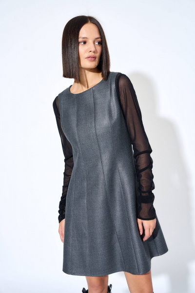 Круглогоднее серое платье из костюмной ткани AG Green G500/1 - фото 4