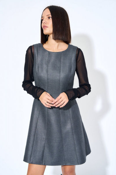 Круглогоднее серое платье из костюмной ткани AG Green G500/1 - фото 3