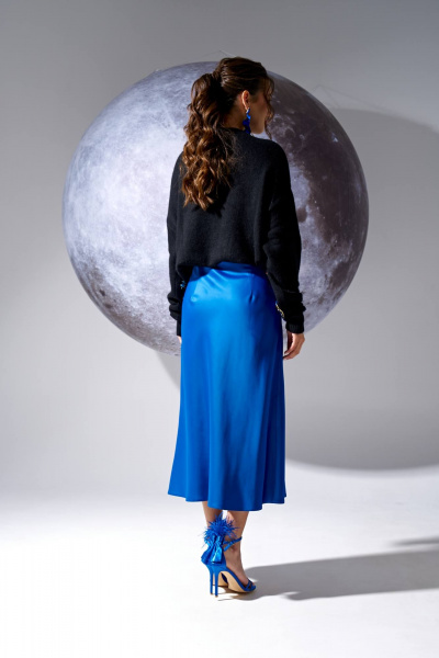 Классический женский комплект блуза и брюки из текстиля Твой имидж 1664 ультрамарин - фото 5