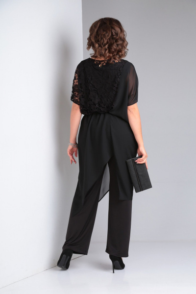 Элегантный комплект из брюк, майки и шифонового блузона Диомант 1934 черный - фото 8