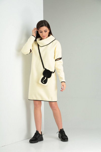 Платье прямого силуэта с отложным воротником-стойкой Rishelie 880 - фото 2