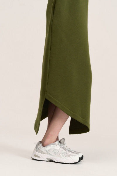 Платье свободное макси из трикотажа с карманами MG Wear 5101 хаки - фото 14