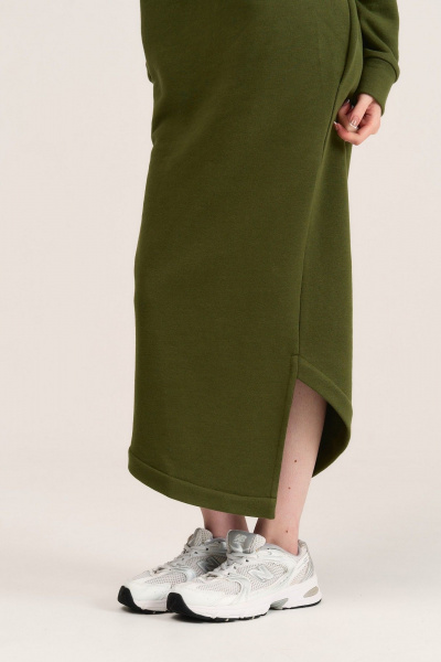 Платье свободное макси из трикотажа с карманами MG Wear 5101 хаки - фото 13