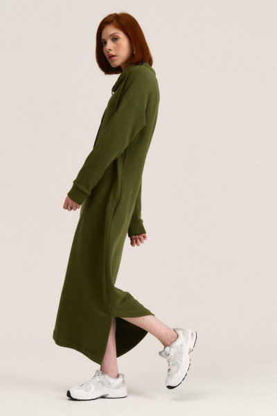 Платье свободное макси из трикотажа с карманами MG Wear 5101 хаки - фото 12