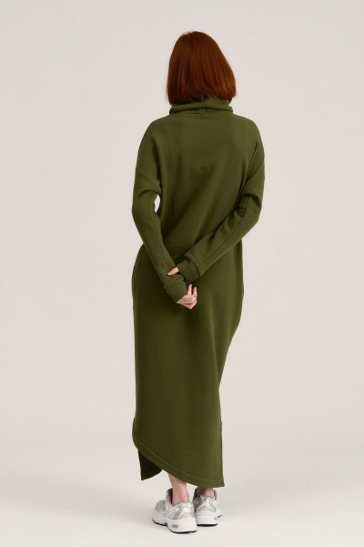 Платье свободное макси из трикотажа с карманами MG Wear 5101 хаки - фото 10