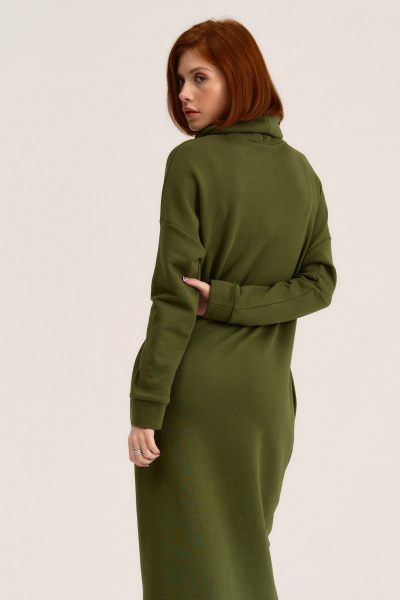 Платье свободное макси из трикотажа с карманами MG Wear 5101 хаки - фото 9