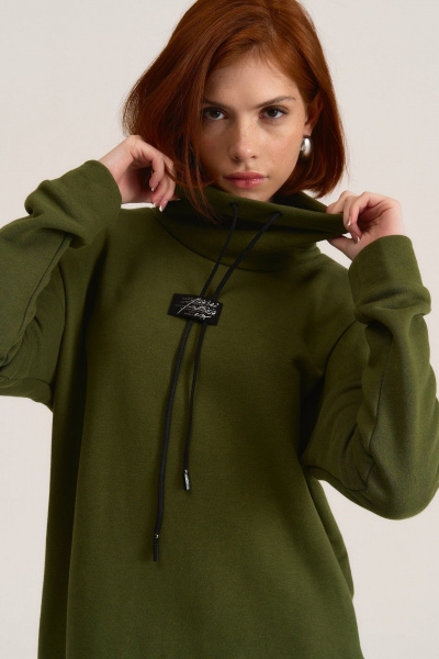 Платье свободное макси из трикотажа с карманами MG Wear 5101 хаки - фото 8