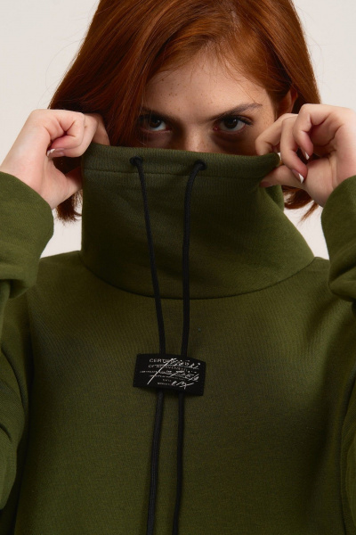 Платье свободное макси из трикотажа с карманами MG Wear 5101 хаки - фото 6