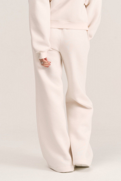 Широкие спортивные брюки из футера с подрезами и карманами MG Wear 4106 кокосовый_крем - фото 5