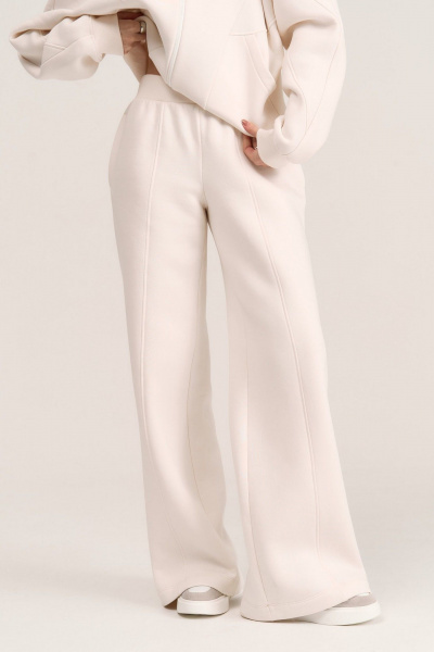 Широкие спортивные брюки из футера с подрезами и карманами MG Wear 4106 кокосовый_крем - фото 2