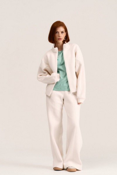 Широкие спортивные брюки из футера с подрезами и карманами MG Wear 4106 кокосовый_крем - фото 10