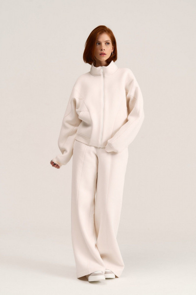 Широкие спортивные брюки из футера с подрезами и карманами MG Wear 4106 кокосовый_крем - фото 6