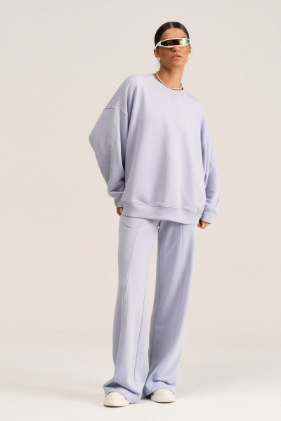 Брюки прямого кроя из трикотажа с карманами и подрезами MG Wear 4102 исландский_голубой - фото 14