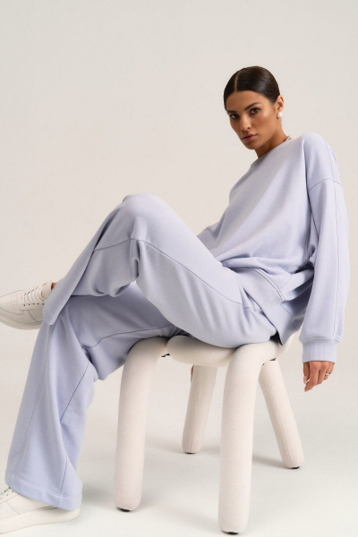 Брюки прямого кроя из трикотажа с карманами и подрезами MG Wear 4102 исландский_голубой - фото 8