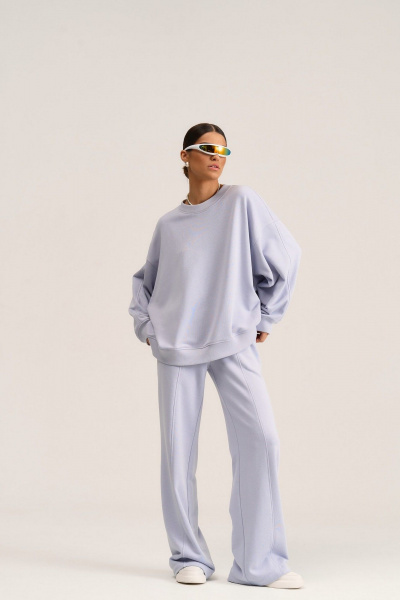 Брюки прямого кроя из трикотажа с карманами и подрезами MG Wear 4102 исландский_голубой - фото 6