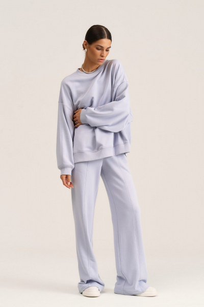 Брюки прямого кроя из трикотажа с карманами и подрезами MG Wear 4102 исландский_голубой - фото 3