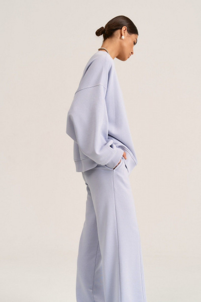 Брюки прямого кроя из трикотажа с карманами и подрезами MG Wear 4102 исландский_голубой - фото 5