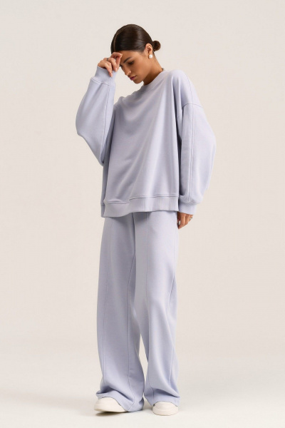 Брюки прямого кроя из трикотажа с карманами и подрезами MG Wear 4102 исландский_голубой - фото 4