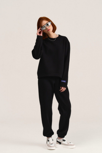 Світшот свободного крою з мінімалістичною печаткою MG Wear 2102 черный - фото 12