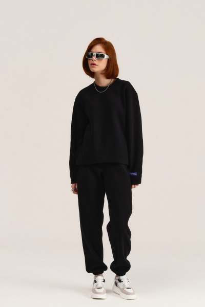 Світшот свободного крою з мінімалістичною печаткою MG Wear 2102 черный - фото 10