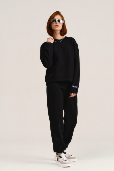 Світшот свободного крою з мінімалістичною печаткою MG Wear 2102 черный - фото 9