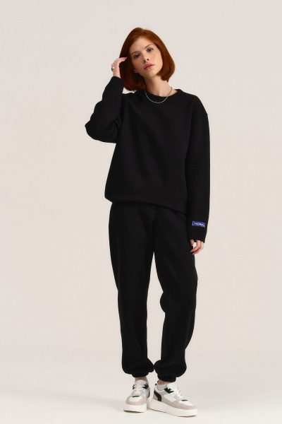 Світшот свободного крою з мінімалістичною печаткою MG Wear 2102 черный - фото 8