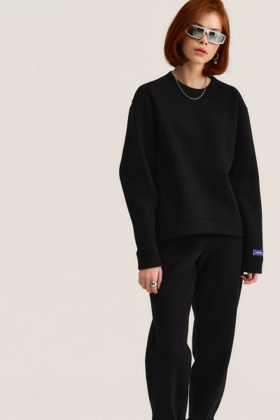 Світшот свободного крою з мінімалістичною печаткою MG Wear 2102 черный - фото 6