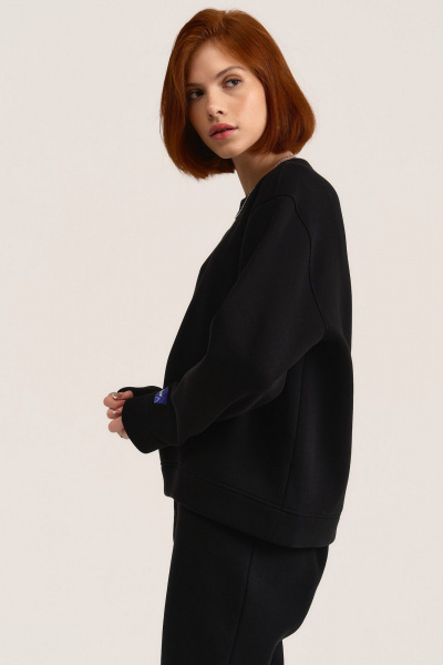 Світшот свободного крою з мінімалістичною печаткою MG Wear 2102 черный - фото 4