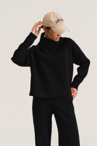 Свитшот на запах из трикотажного футера с начесом MG Wear 2101 черный - фото 11