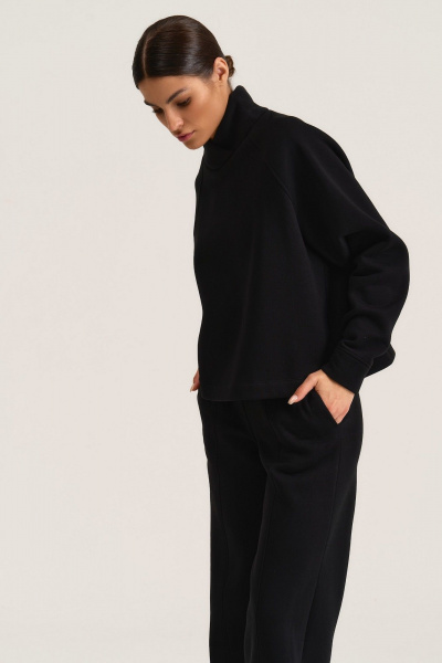 Свитшот на запах из трикотажного футера с начесом MG Wear 2101 черный - фото 10