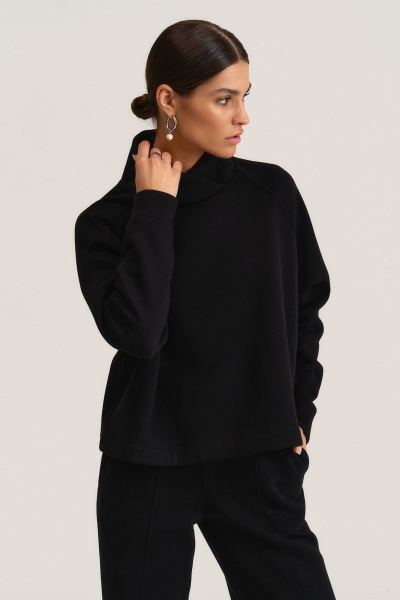 Свитшот на запах из трикотажного футера с начесом MG Wear 2101 черный - фото 9