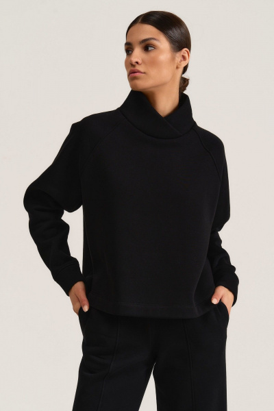 Свитшот на запах из трикотажного футера с начесом MG Wear 2101 черный - фото 2