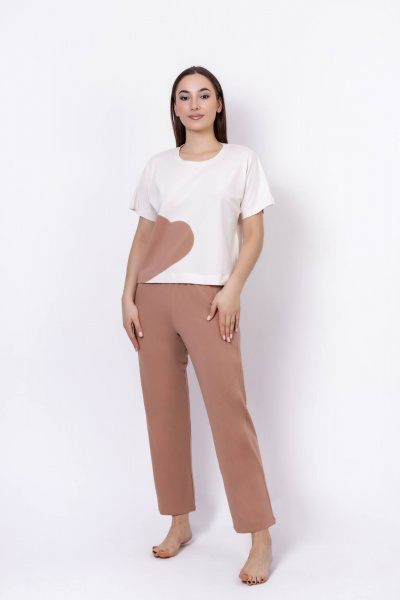 Брюки, майка ЛЕДИ ГРАНД 2328104 шампань+песок - фото 1