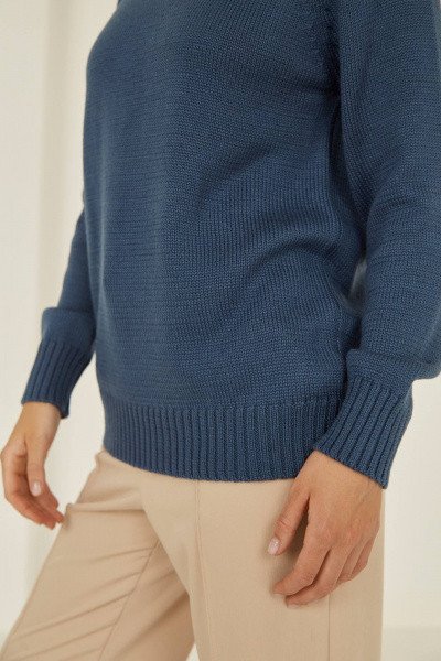 Синий оверсайз шерстяной свитер из мягкой пряжи для комфорта Romgil РВ0010-ШЕ1 габардин - фото 4
