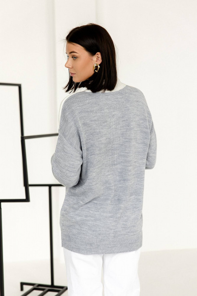 Белая и серые туники из вязаного трикотажа для базового гардероба Romgil 900ПТЗ серо-голубой,белый - фото 2