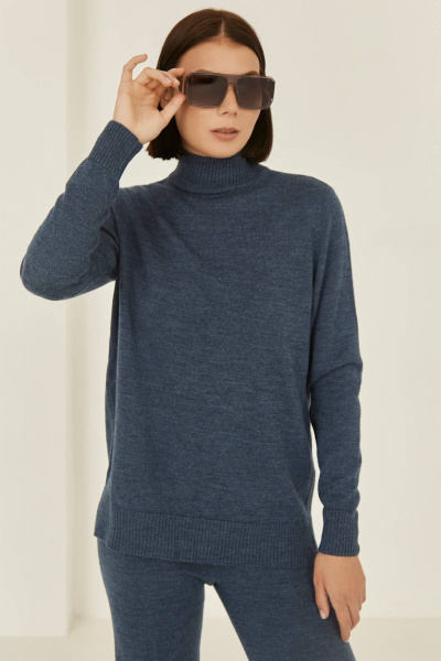 Демисезонный синий костюм-двойка из вязаного трикотажа Romgil 919ШТЗ индиго - фото 5