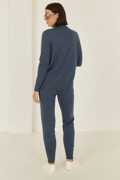 Демисезонный синий костюм-двойка из вязаного трикотажа Romgil 919ШТЗ индиго - фото 2