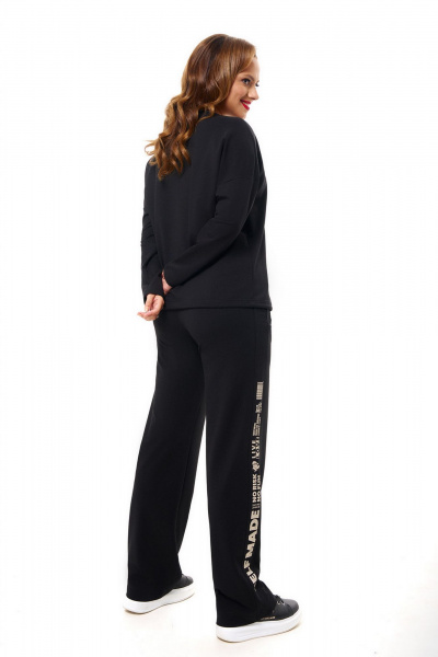 Джоггеры из хлопкового футера с оригинальными карманами AVE RARA 4105 черный - фото 2