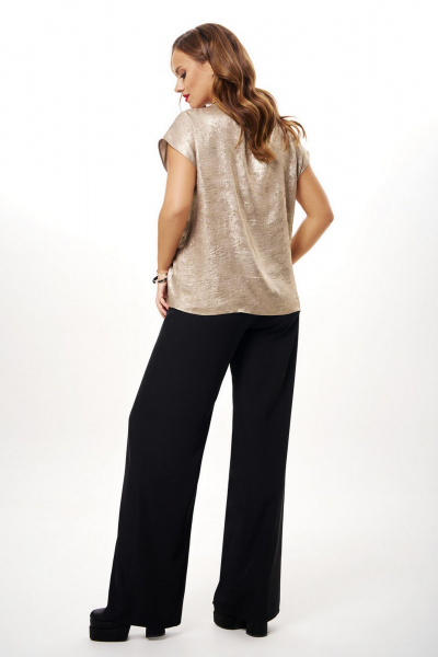 Брюки палаццо из струящегося крепа с карманами AVE RARA 4104 черный - фото 7