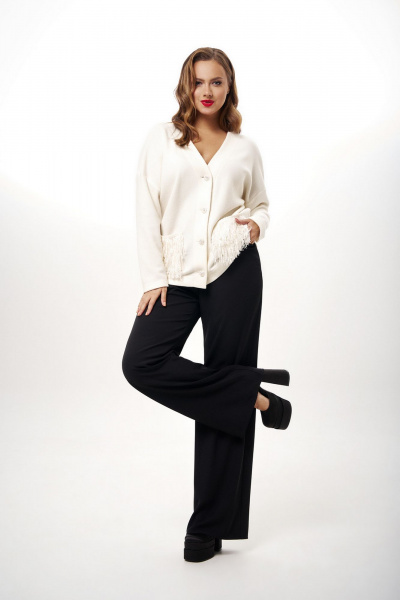 Брюки палаццо из струящегося крепа с карманами AVE RARA 4104 черный - фото 6