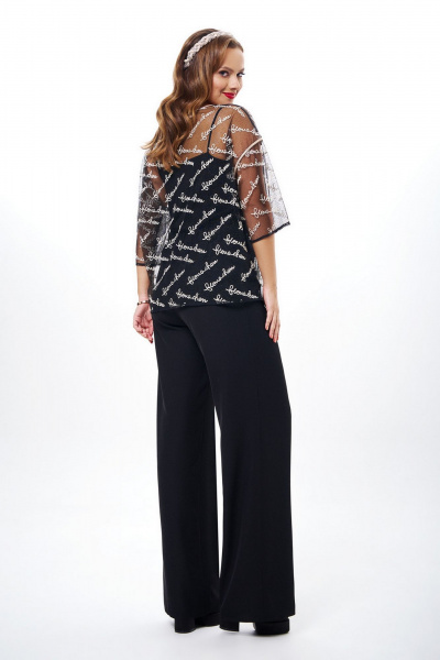 Брюки палаццо из струящегося крепа с карманами AVE RARA 4104 черный - фото 2
