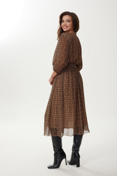 Шифоновое платье с резинкой по талии и рукавом-клёш MALI 423-080 фэнди - фото 12