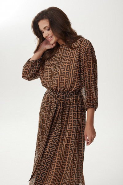 Шифоновое платье с резинкой по талии и рукавом-клёш MALI 423-080 фэнди - фото 9