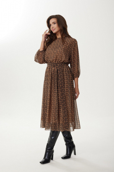 Шифоновое платье с резинкой по талии и рукавом-клёш MALI 423-080 фэнди - фото 6