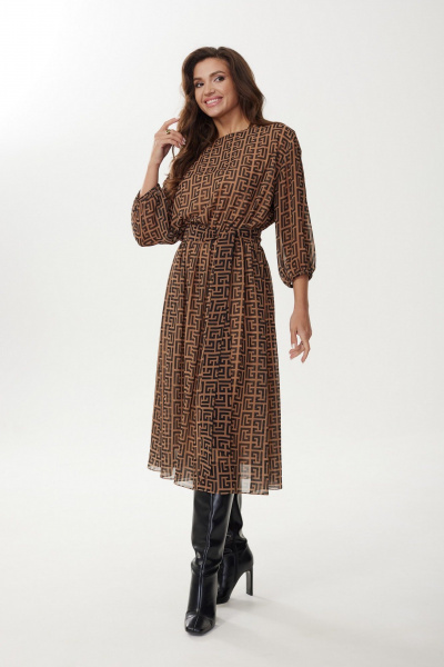 Шифоновое платье с резинкой по талии и рукавом-клёш MALI 423-080 фэнди - фото 2