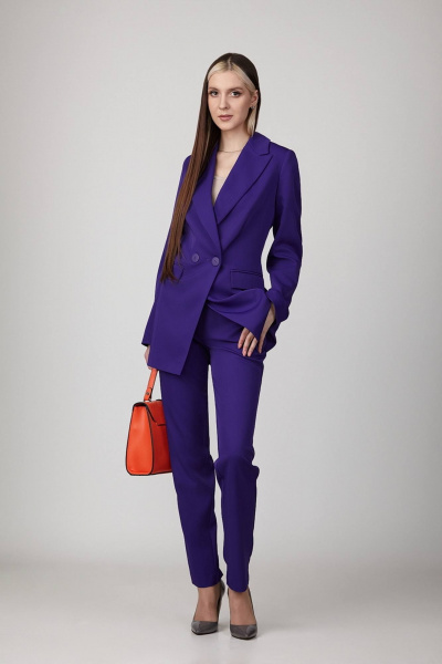Костюмный брючный комплект фиолетовый с жакетом Rosheli 897/3 - фото 1