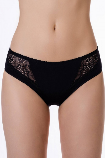 Трусы женские с рельефными швами и кружевными вставками ЛЕДИ ГРАНД 191159 черный - фото 3