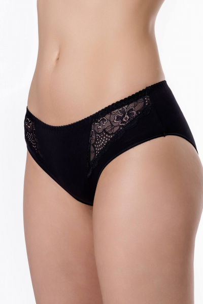 Трусы женские с рельефными швами и кружевными вставками ЛЕДИ ГРАНД 191159 черный - фото 1