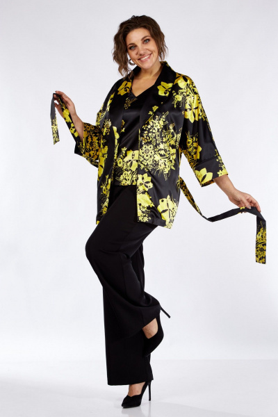 3-комплект из жакета-кимоно, блузки и брюк палаццо Matini 1.1711 желтый - фото 11